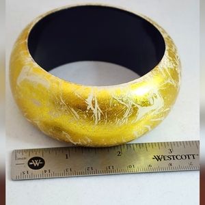 Big Chunky Wooden Boho Distressed Pattern Bangle